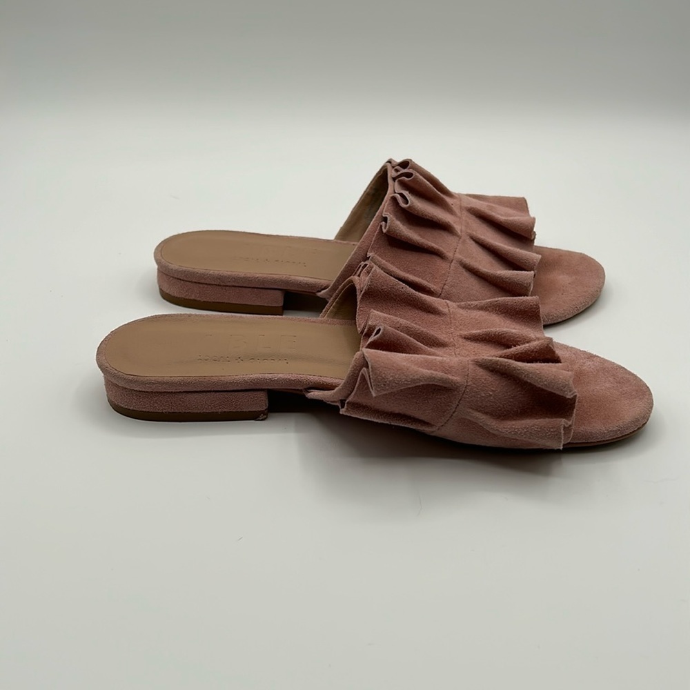 Able Pink Ruffle Sandals